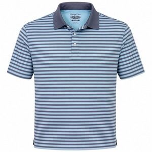 Straight Down Performance Polo Shirt Mens XL Blue GRY PINK  Golf Stretch Striped